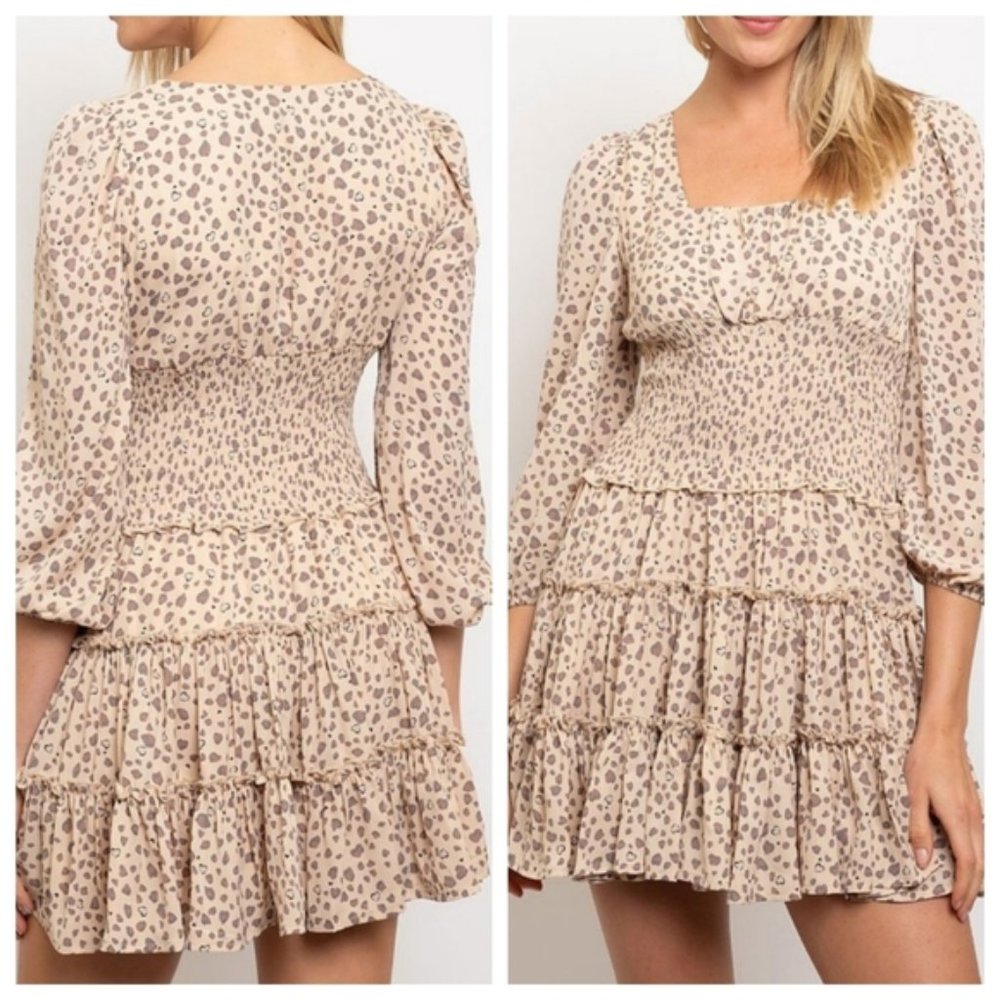 Printed Boho Summer Dress Taupe
